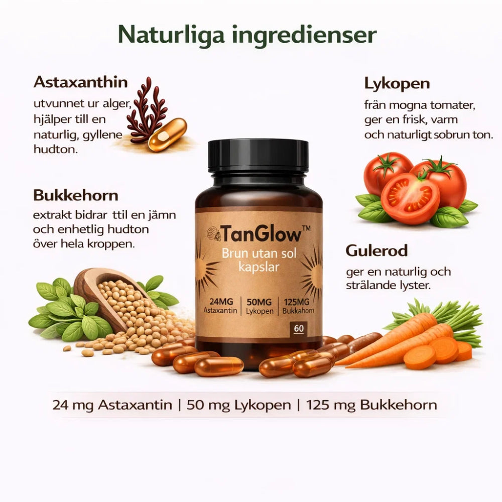 TanGlow™ Brun-utan-sol-tillskott | Få naturligt solbränna på bara 7 dagar!